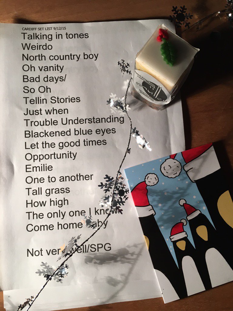 Tim_Burgess's tweet photo. Let setlist. We swapped Not Very Well for You're So Pretty / We're So Pretty (we had to miss How High. No time) x x https://t.co/CwchDFtdEN