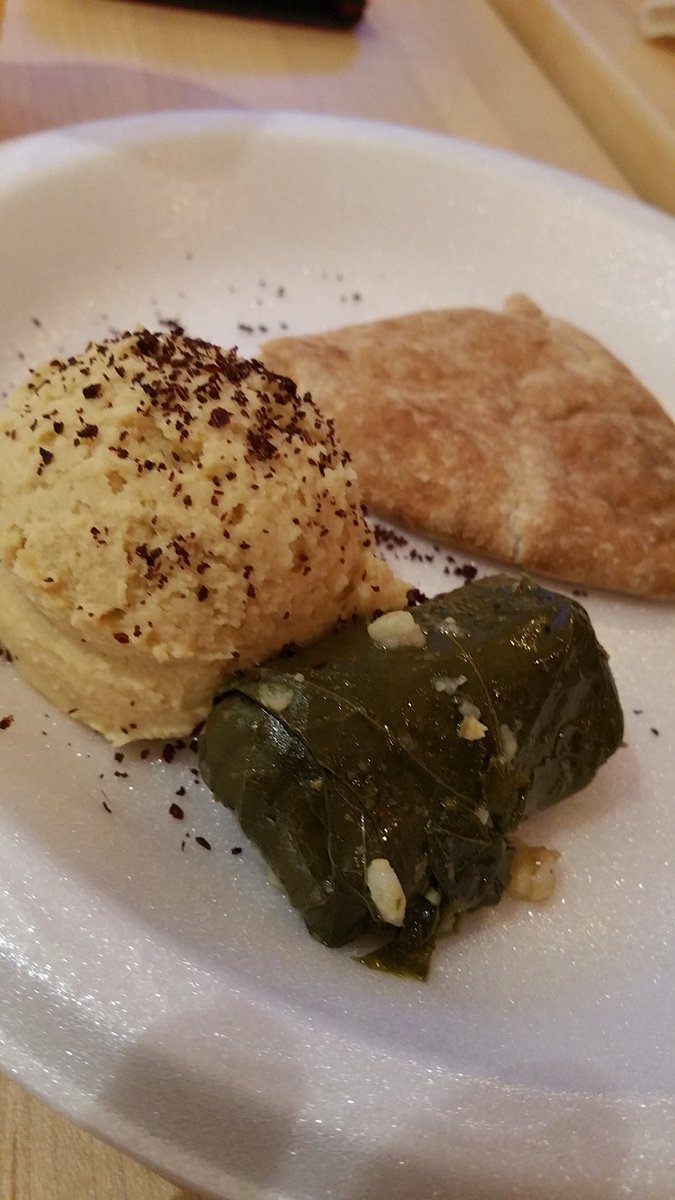 MiamiFoodAuth's tweet photo. We just had hummus &amp; dolmeh (grape leaf stuffed with rice &amp; persian spices) https://t.co/X2PeTlOiwb