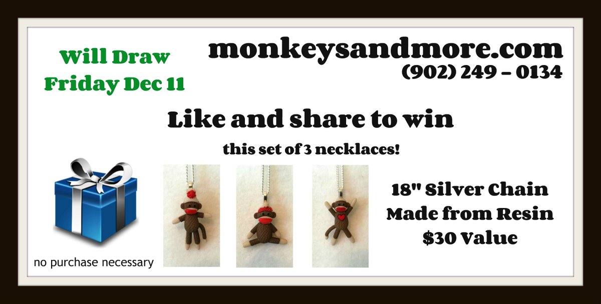 Want to win? Comment and retweet! monkeysandmore.com <a href="/JungleJimsHFX/">Jungle Jim's Halifax</a> #halifax #canada #novascotia #pei #NB