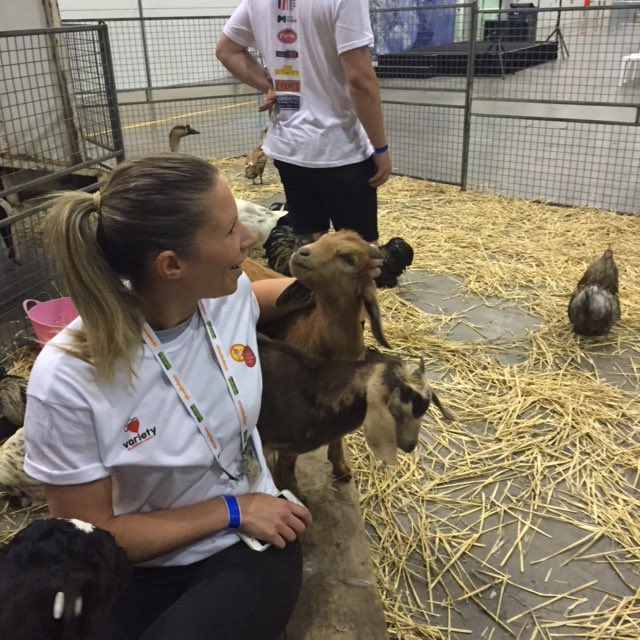 SaraFife's tweet photo. Helped at best station at @varietyvic children's party today! This goat was ace. @AspectPersonnel #aspectgivesback https://t.co/kyjaLelpOg