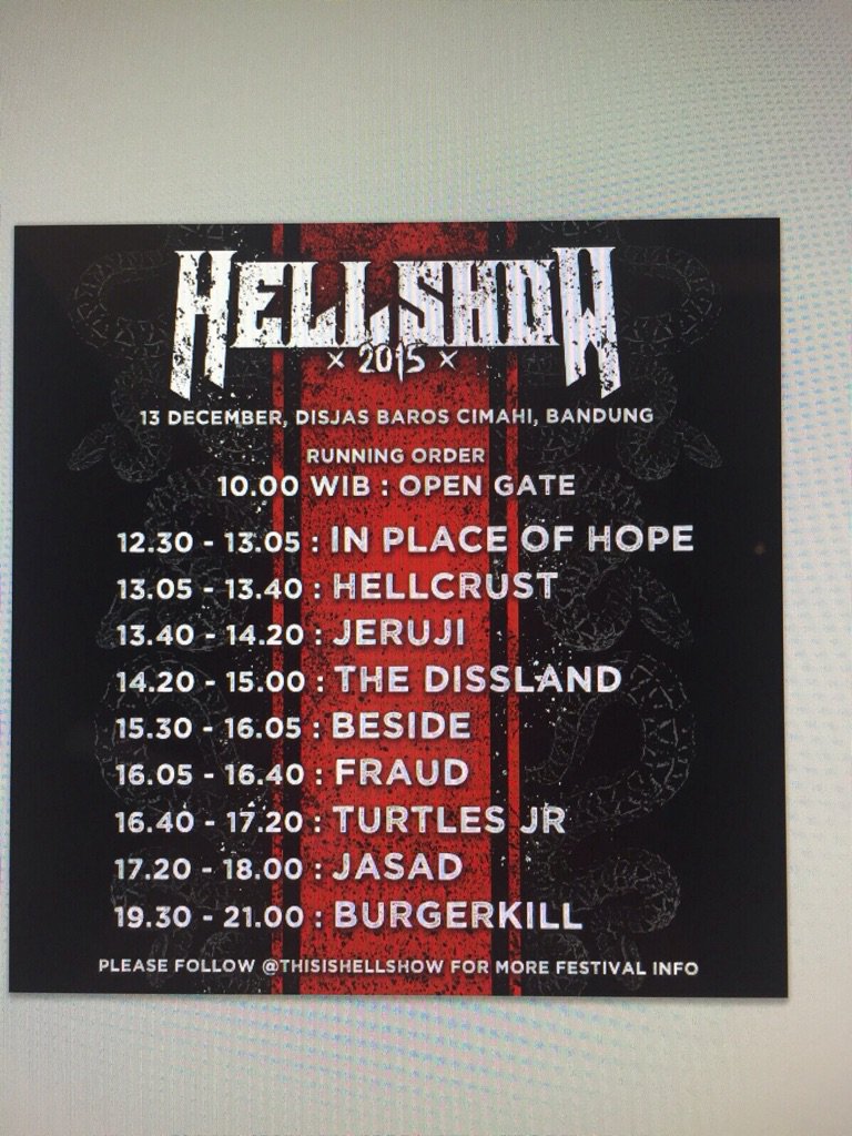 Kami main jam 1 siang di <a href="/ThisIsHellshow/">Hellshow Festival</a> datang lbh awal.. see u guys !!