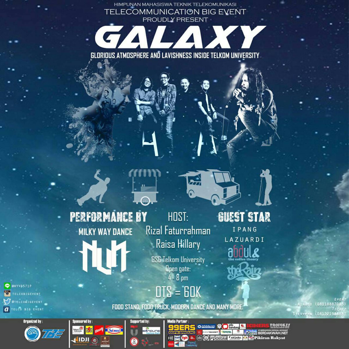 Play99ers's tweet photo. GALAXY 2015 dengan guest star IPANG, ABDUL AND THE COFFEE THEORY, THE RAIN!! Presale II 50k, info: @TelcoBIGEvent https://t.co/z1WjiLKhPH