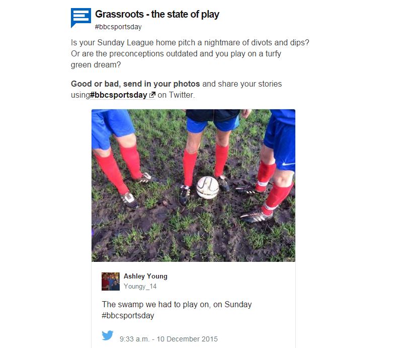 Good, bad or ugly, send in your photos and share your stories of grassroots football using #bbcsportsday