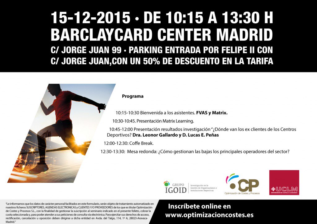 GrupoIgoid's tweet photo. Presentación ¿Dónde van los ex-clientes de los centros deportivos? Apúntate: https://t.co/ZJhFlXtRC4 15/12 #Madrid https://t.co/GJ1UxDvU6W