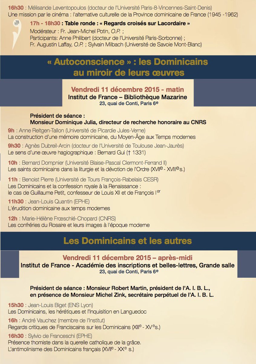 Dominicains2015's tweet photo. 10-12 déc. [Colloque] "Les Dominicains en Frc : XIII-XXIe" / Programme: https://t.co/BhrgBsAuME / #op800 #Commemo15 https://t.co/dc6hc2olxp