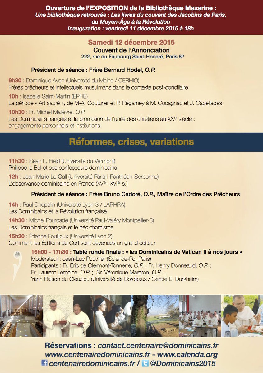 Dominicains2015's tweet photo. 10-12 déc. [Colloque] "Les Dominicains en Frc : XIII-XXIe" / Programme: https://t.co/BhrgBsAuME / #op800 #Commemo15 https://t.co/dc6hc2olxp