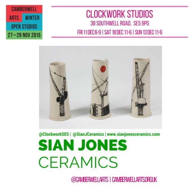 CamberwellArts's tweet photo. CamberwellArts #OpenStudio15 #TheReturn! 11-13Dec15 @ClockworkSE5 @SianJCeramics
… https://t.co/5k65ndjwMR https://t.co/4EniUEHn3V