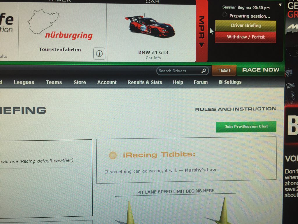 muggo05's tweet photo. @iRacingMyers my first session and this was the @iRacing tidbit that I got. #deadserious #tooearlyforjokes?? https://t.co/yGxhr341mN