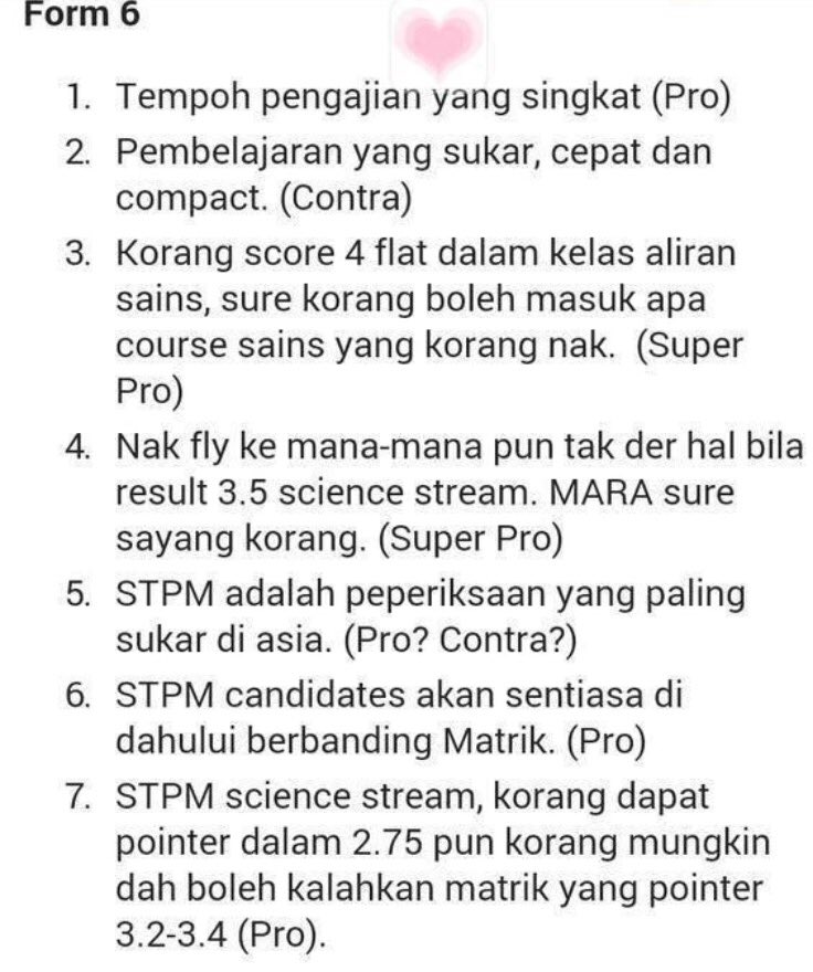 twt_mhsc's tweet photo. #AfterSPM : Pro &amp; Cons of #STPM #MATRIKULASI #DIPLOMA #ASASI https://t.co/45dFDTOSZr
