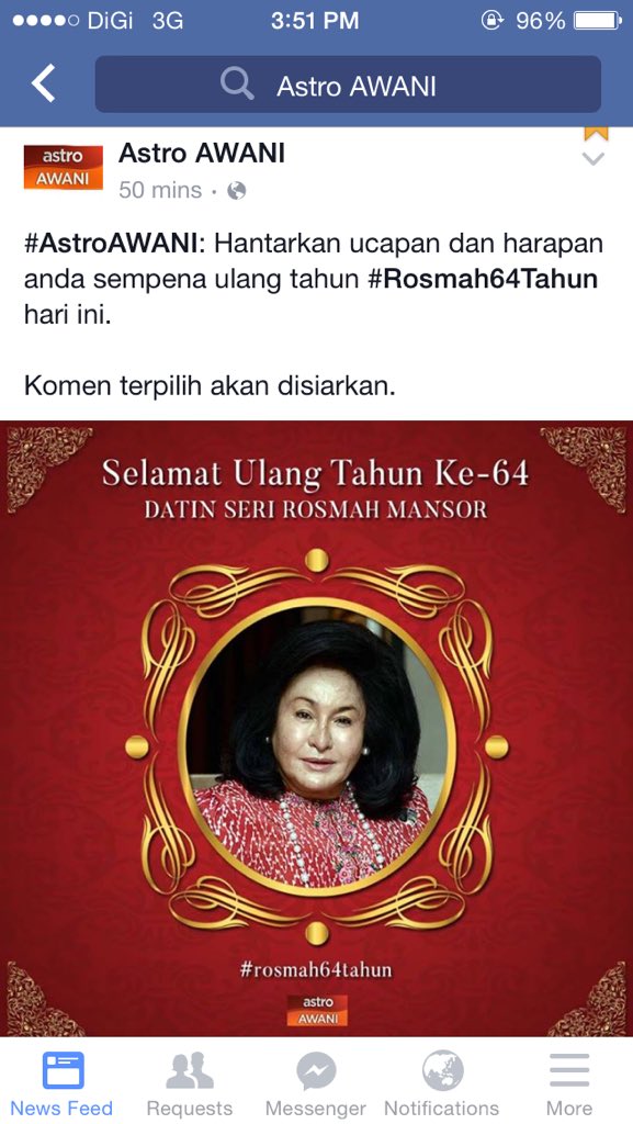 CNN vs Awani
CNN sebar apa rakyat mlysia mahu,
While <a href="/501Awani/">Astro AWANI</a> masi sambut birthday rosmah
😂😂😂😂