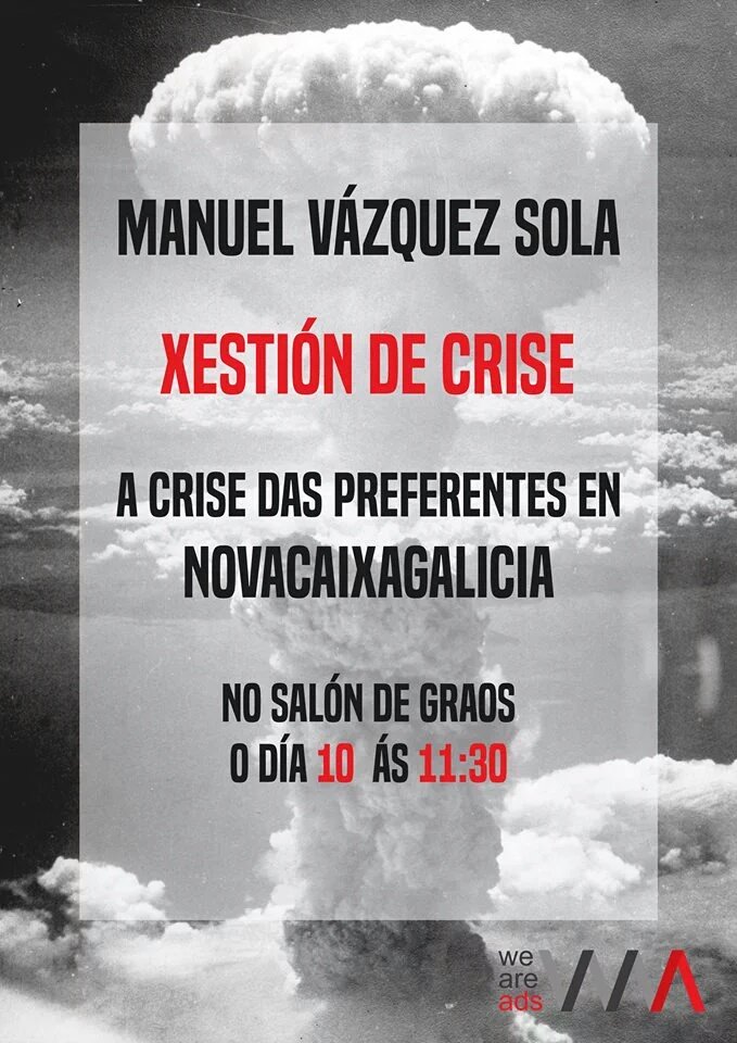 WeAreAds's tweet photo. Recordade que hoxe ás 11:30 no Salón de Graos da #FCSC teremos a Manuel Vázquez Sola. https://t.co/U3lP3lgiYZ
