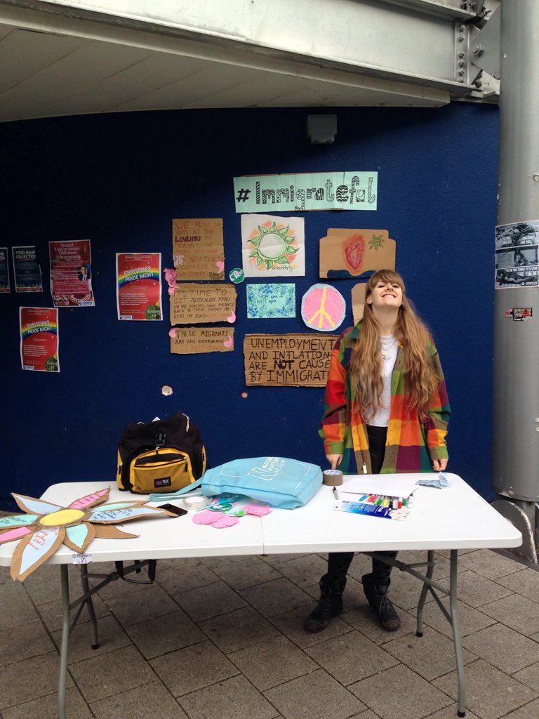 BrunelGreens's tweet photo. Starting our #immigrateful campaign now. Come down and write a message and say hi! https://t.co/tGdZtVYNXn