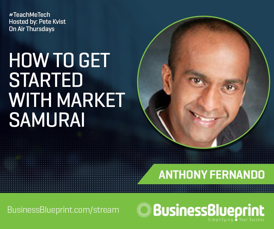 CarolynBirchill's tweet image. @PeteKvist &amp;amp; Dr. Anthony Fernando talk more about Market Samurai on #TeachMeTech businessblueprint.com/stream