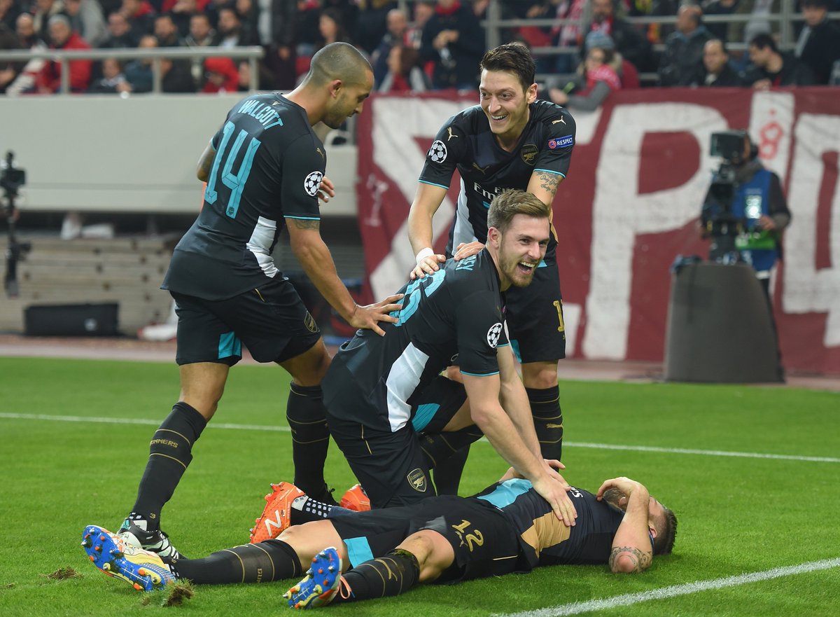 Arsenal's tweet photo. Who could @Arsenal face in the @ChampionsLeague knockout stages? Find out right here: https://t.co/kvfXuRmy7g https://t.co/7mlw3M51iN