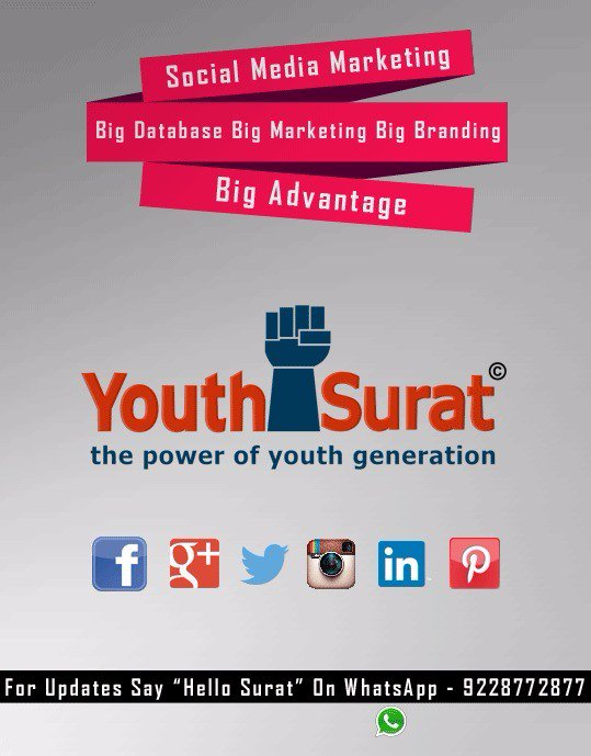 Youth_Surat's tweet photo. #SocialMediaMarketing
#BigDatabase #BigMarketing #BigBranding #BigADVANTAGE

Admin : @Youth_Surat https://t.co/27SB3OsK36