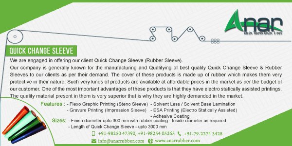 AnarRubTechPLtd's tweet photo. Anar Rubtech Pvt. Ltd. - #Manufacturer of Quick Change Sleeve
#QuickChangeSleeve #AnarRubTech #Anar #RubberRoller https://t.co/wBFESCsngt