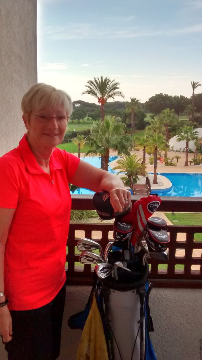 mikedearsley's tweet photo. Lovely day for #IfieldGC golfers in El Rompido, Spain. Finally got the new clubs dirty - just asked Sylv to clean! https://t.co/ydLSCq34WU