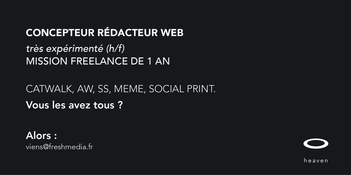 heavenAgency's tweet photo. CR wanted pour projet #fashion. Catwalk, AW, SS, mème, social print, ça te parle ? #job
Merci pour les RT 😇 https://t.co/lxk0eksN0z