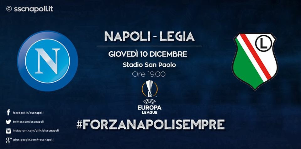sscnapoli's tweet photo. Questa sera al San Paolo, ore 19, #NapoliLegia, ultima giornata di girone #UEL.
#ForzaNapoliSempre https://t.co/rUdaPAoP4Q