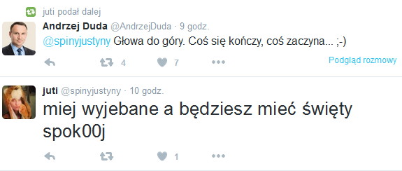 Twitter à¤ªà¤° Andrzej Duda Spinyjustyny Glowa Do Gory Cos Sie Konczy Cos Zaczyna