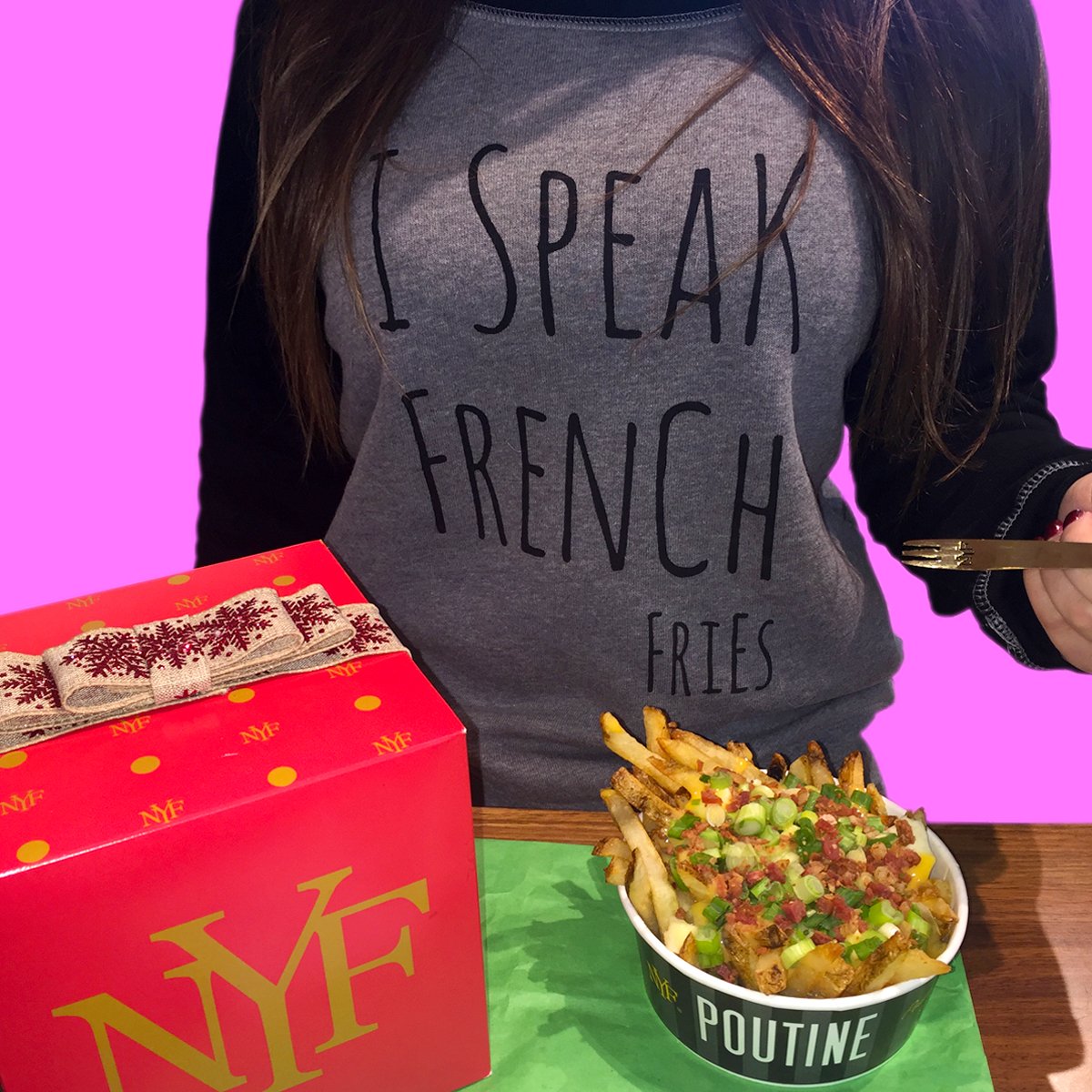 NewYorkFries's tweet photo. French - the true language of love. RT if you're fluent in French fries! #NYFHolidayGold #EnterOnFacebook https://t.co/ozjsuscRIJ