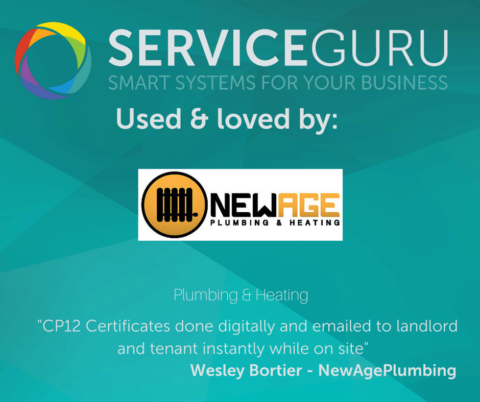 Work Smarter! <a href="/myserviceguru/">ServiceGuru</a>, for #plumbers, issues #CP12, #CP14 certificates as part of your #jobmanagementsystem