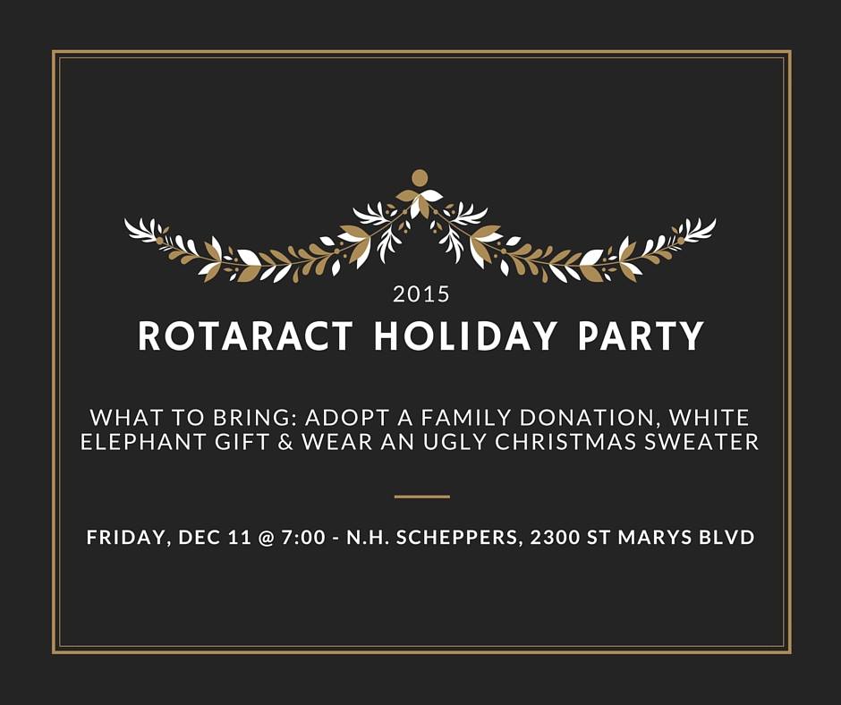 Come celebrate the season at the annual #Rotaract holiday party! It's our last social of 2015. Don't miss out! #jcmo