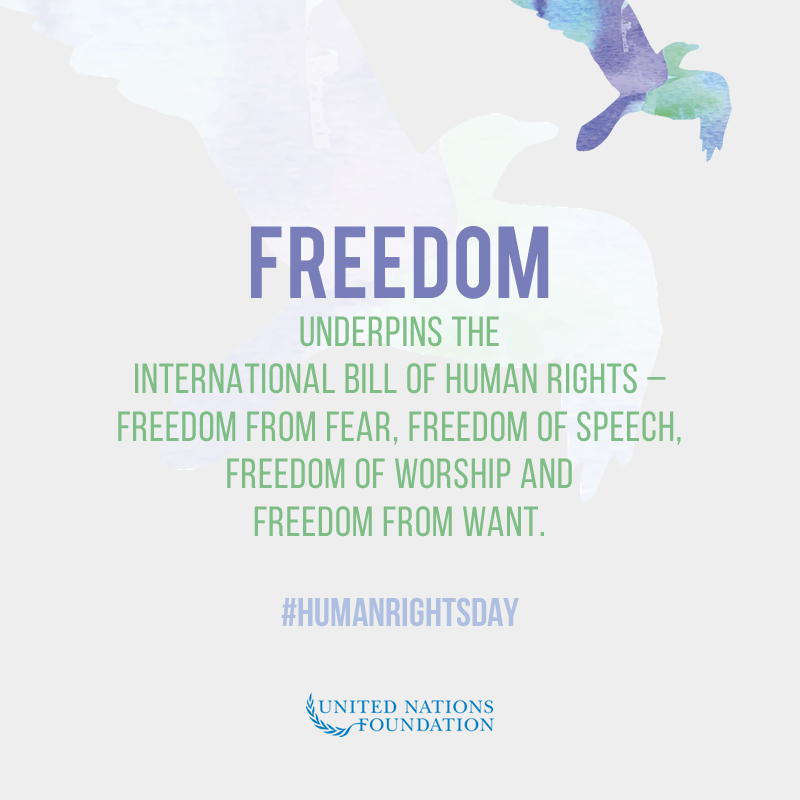 unfoundation's tweet photo. Today is #HumanRightsDay! What does #freedom mean to you? https://t.co/oG1wIEJuoD