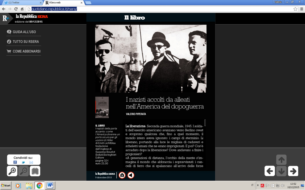 Leroiav's tweet photo. Il bellissimo saggio I nazisti della porta accanto del Pulitzer Eric Lichtblau, la mia recensione su @RepubblicaSera https://t.co/aNpG9WihDL