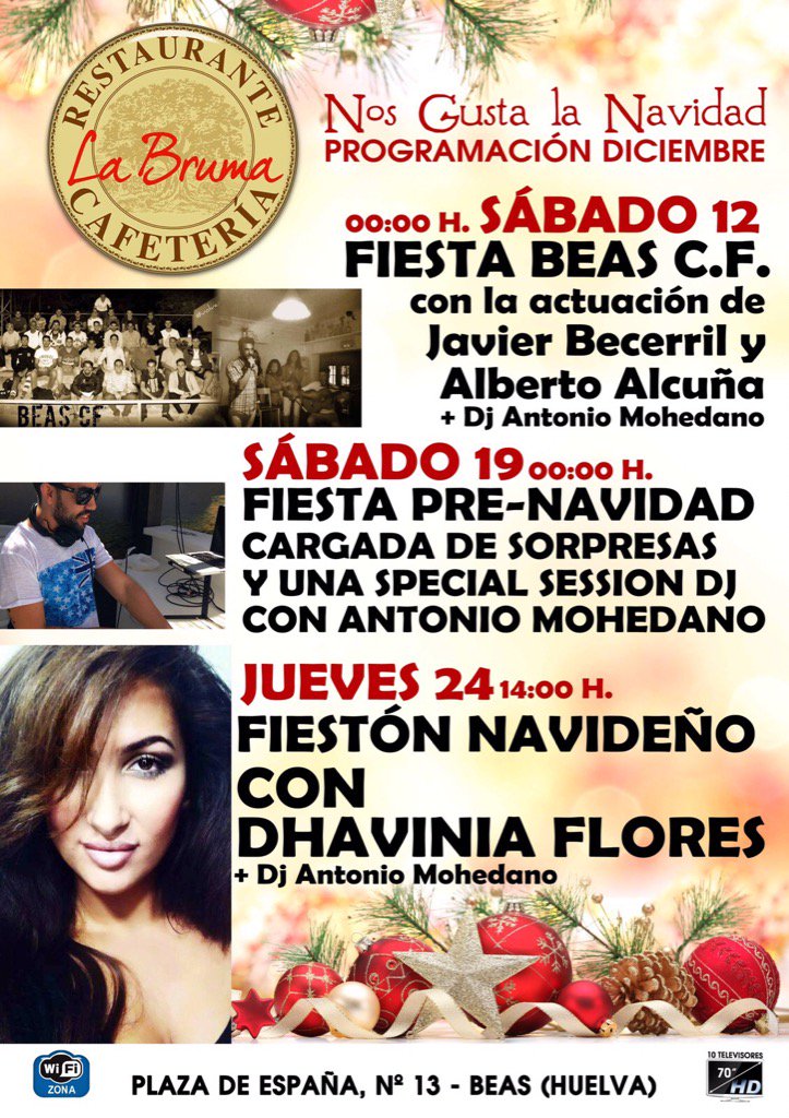 bruma_la's tweet photo. Ya esta aqui TU programacion para estas fiestas!! Disfruta del mejor ambiente posible y la mejor musica dl momento!! https://t.co/7nUczDWyEw