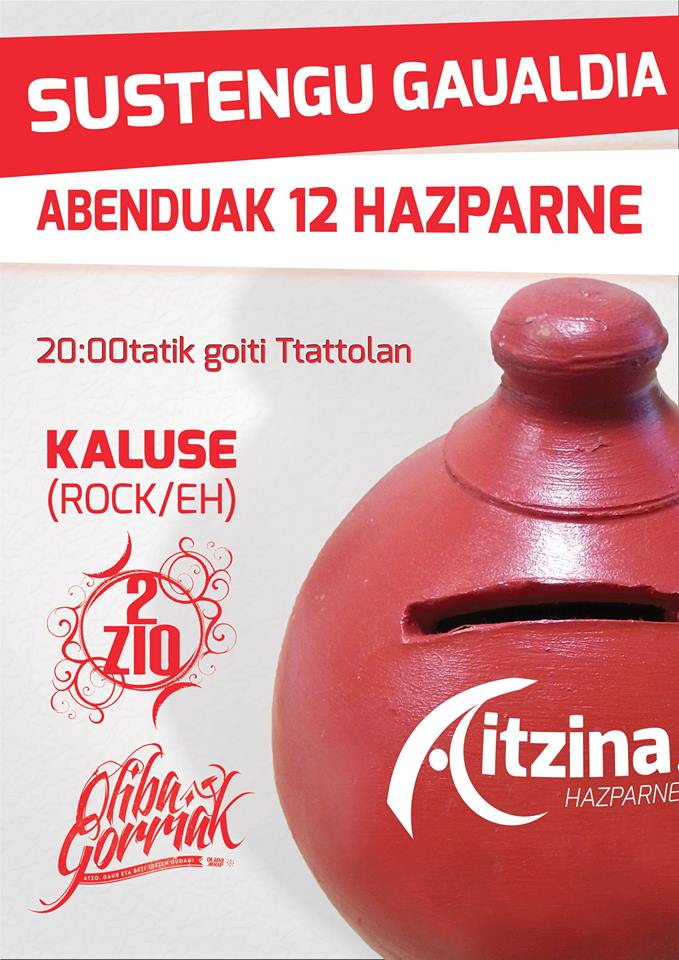 Azken aurreko zuzeneko kolpea larunbatean Hazparneko Ttattola gaztetxean, zatoz sustengu gaualdira! <a href="/Aitzinagazte/">Aitzina</a>