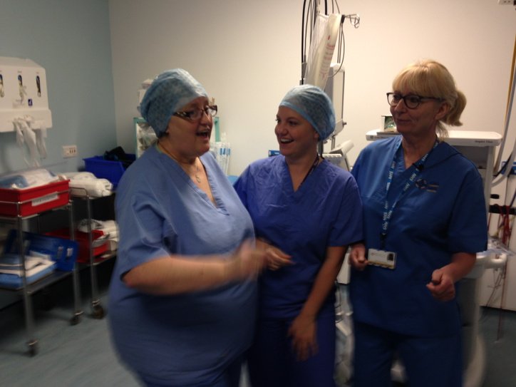 CwmTafMorgannwg's tweet photo. Great morning filming our theatre staff in Prince Charles Hospital. Even had a song from them...watch this space! https://t.co/gqPE3QWqI7