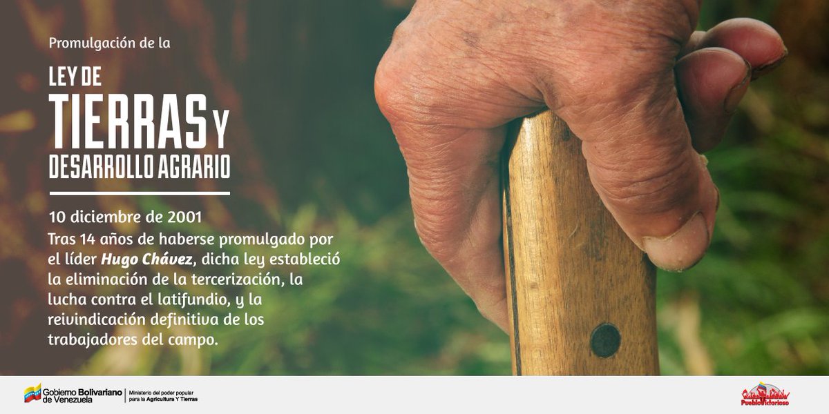 MinAgriculturaV's tweet photo. Hace 14 años el Cmdte. Chávez firmó la Ley de Tierras para combatir el latifundio y recuperar el campo. https://t.co/Mng665j9sF