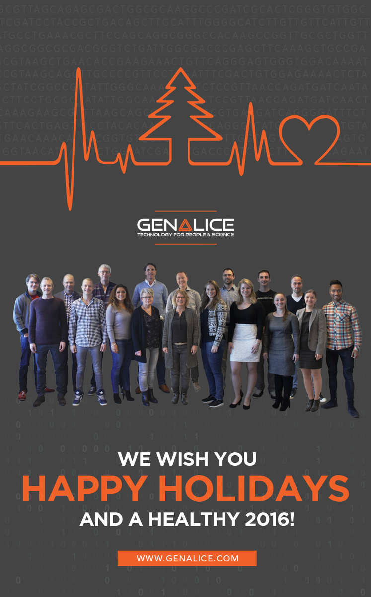 GenaliceDNA's tweet photo. The GENALICE TEAM wishes you Happy Holidays! #Bioinformatics #Genomcis #NGS #Genetics #BigData #HappyHolidays https://t.co/SYMOSVhAYk