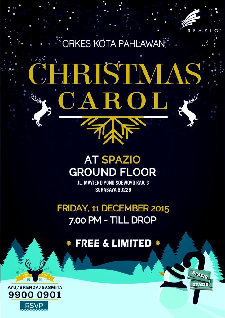 BemPetra's tweet photo. Christmas Carol by Orkes Kota Pahlawan at Spazio Ground Floor, on December 11th 2015 at 7PM-till drop. https://t.co/L5YwXAZYyf