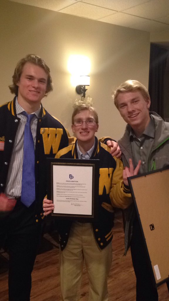 FootballWayzata's tweet photo. December 10th has officially been deemed Justin Evilsizer Day in Plymouth! He is the best manager we could ask for! https://t.co/Fz4XqiYHmZ