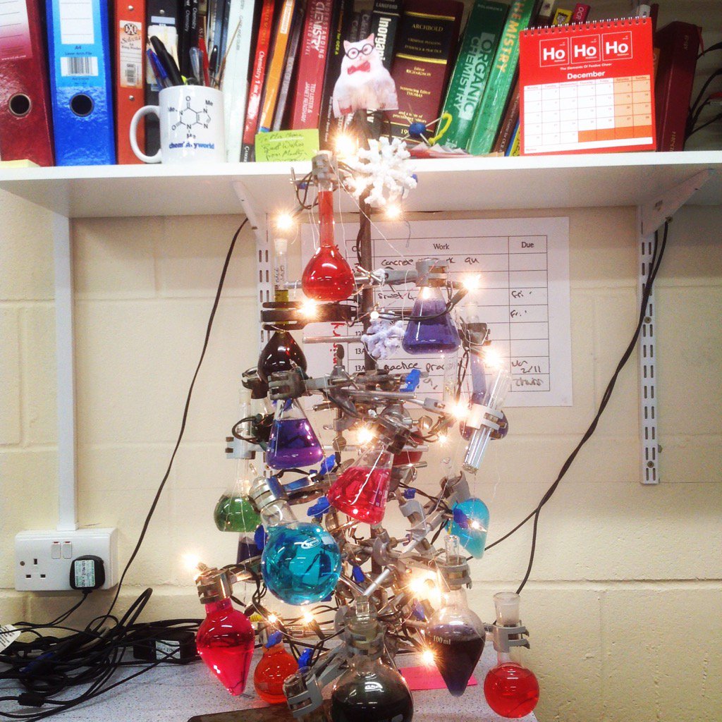 <a href="/Chemistry_cat_/">Chemistry Cat</a> <a href="/ChemistryWorld/">Chemistry World</a> #chemistree with glittery nylon tinsel and Tollens icicles. Merry Christmas!