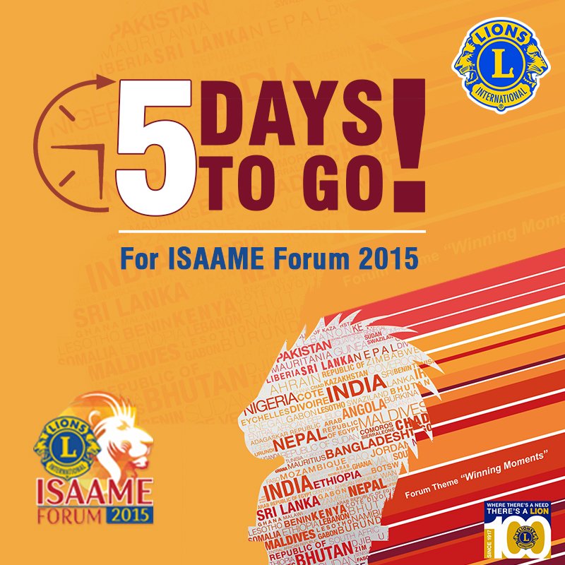 LionsClubsIndia's tweet photo. #ISAAME2015 is just around the corner and is going to start from #15thDecember2015. Just 5 days to go. @isaame2015 https://t.co/3TH1cs5jl2