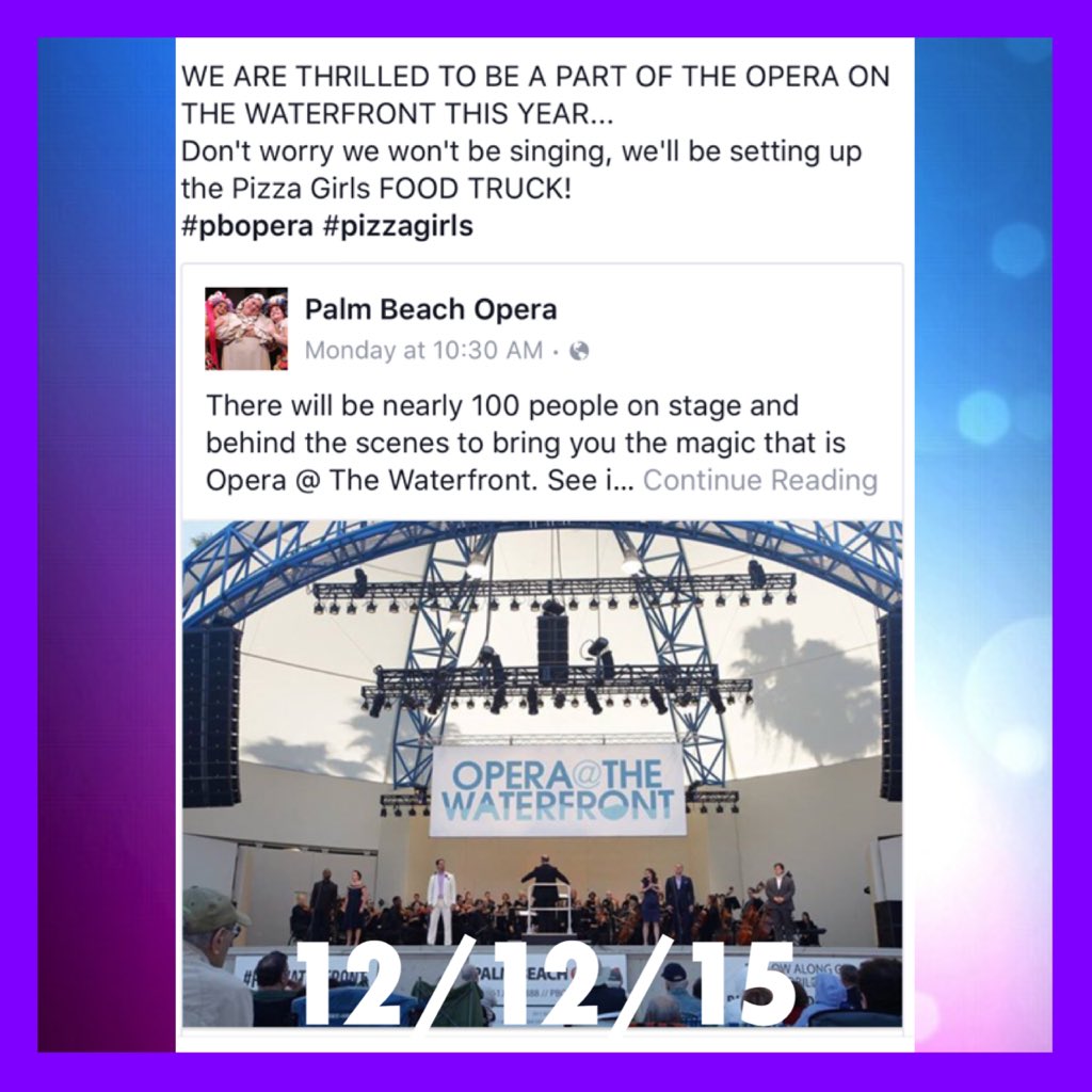 PizzaGirlsPBG's tweet photo. Who's excited about Opera @ the Waterfront this Saturday? 🙌🖐🏼☝🏽🍕WE ARE! #PizzaGirls #PBOpera #Downtownwpb #foodtruck https://t.co/oQHUG8roS7