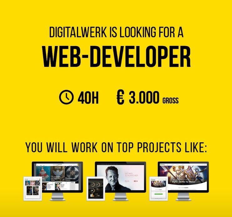 gattereder's tweet image. We Need #webdeveloper for #Vienna #job #WordPress #agencyjobs at #digitalwerk.agency jobs@digitalwerk.agency