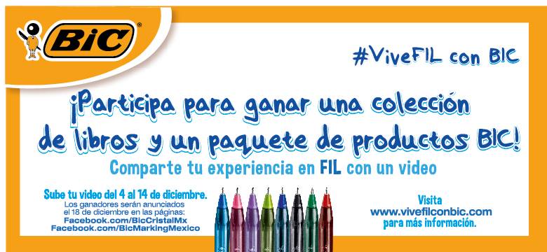 ¡Gana un paquete de libros y un kit con <a href="/biccristalMX/">BIC Cristal</a>! Sube tu video y participa en vivefilconbic.com