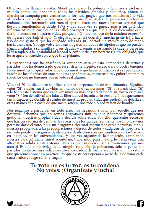 AsaLibSev's tweet photo. Tu voto no es tu voz, es tu condena. https://t.co/WbChiiX3Ku