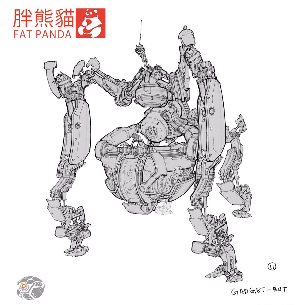 Gadget-Bot on X: Fat panda mech final line drawing   #art #design #conceptdesign #conceptart #mecha #anime   / X