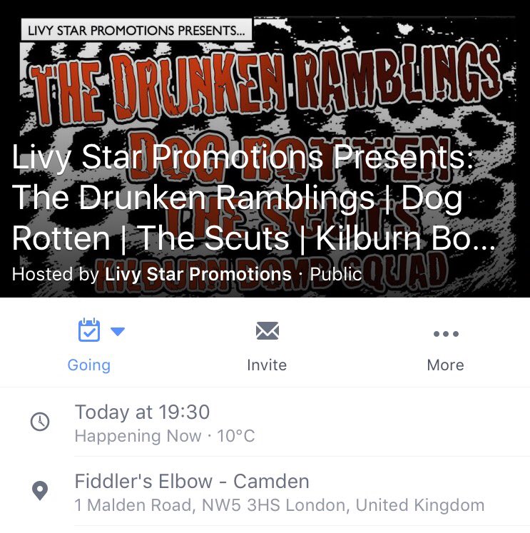 #Punk #LiveMusic tonight <a href="/FiddlersCamden/">The Fiddlers Elbow</a> with your favourite punk pals. <a href="/TDRLONDON/">The DrunkenRamblings</a> <a href="/TheScuts/">The Scuts</a>