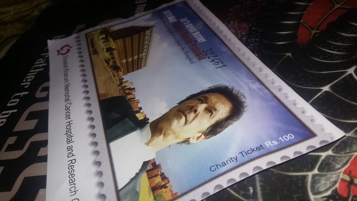 MVashane's tweet photo. My Charity Ticket.. For SKMCH Peshawar... 
The Great leader @ImranKhanPTI @SKMCH 
A proud Supporter of @PTIofficial https://t.co/mTlRVjTAeR