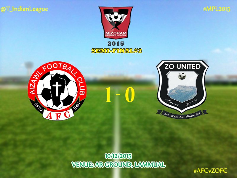 TheIndianLeague's tweet photo. #MPL4 Semi-Final: Leg 2
HT: @AizawlFC 1-0 #ZoUnitedFC
Brandon scored for @AFC.
#IndianFootball https://t.co/eeDM1VyIkz