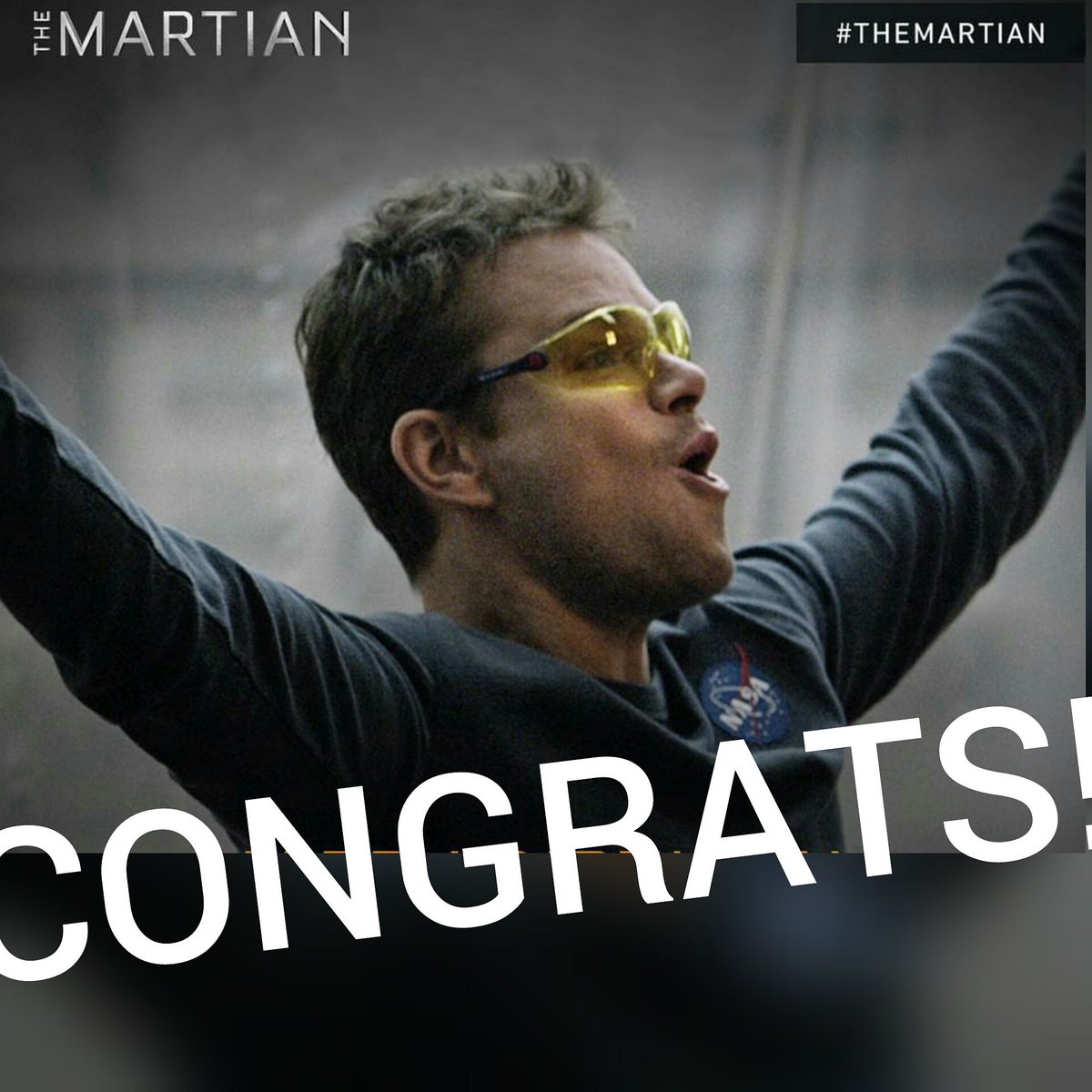 jes_chastain's tweet photo. So happy that @MartianMovie was nominated for film, actor, and director at the #GoldenGlobes #MattDamon #RidleyScott https://t.co/Qy18p2BGhG
