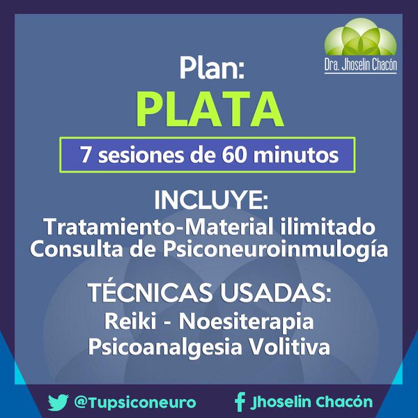 TuPsicoNeuro's tweet photo. Conoce todos mis tratamientos. Cada uno se ajusta a cada problema. #PlanPlata #Salud #Tupsiconeuro https://t.co/xfVphvLPTz