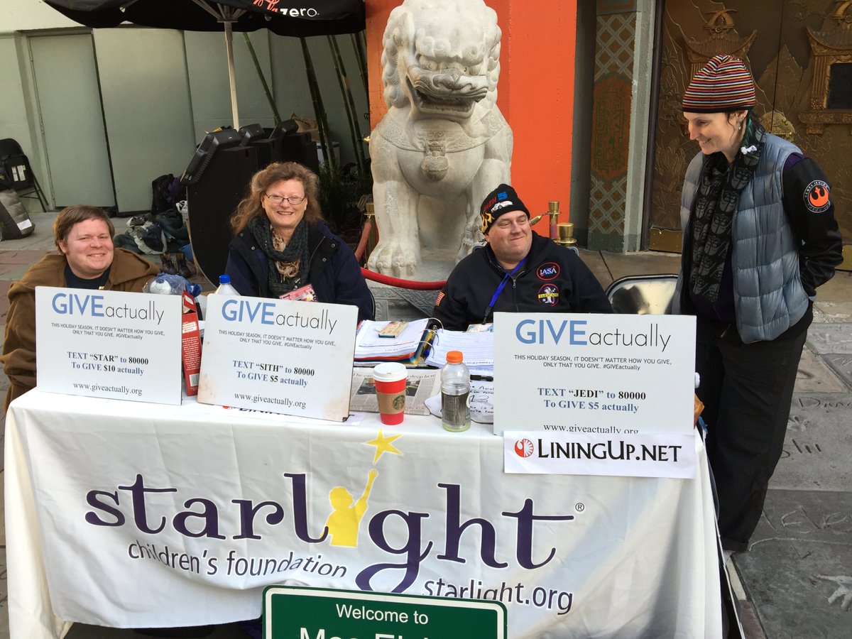 KABCRadio's tweet photo. Star Wars fans camp out FOR DAYS awaiting the Hollywood premiere (&amp; supporting a great cause!) @StarlightOnline https://t.co/zBwnJLVibE