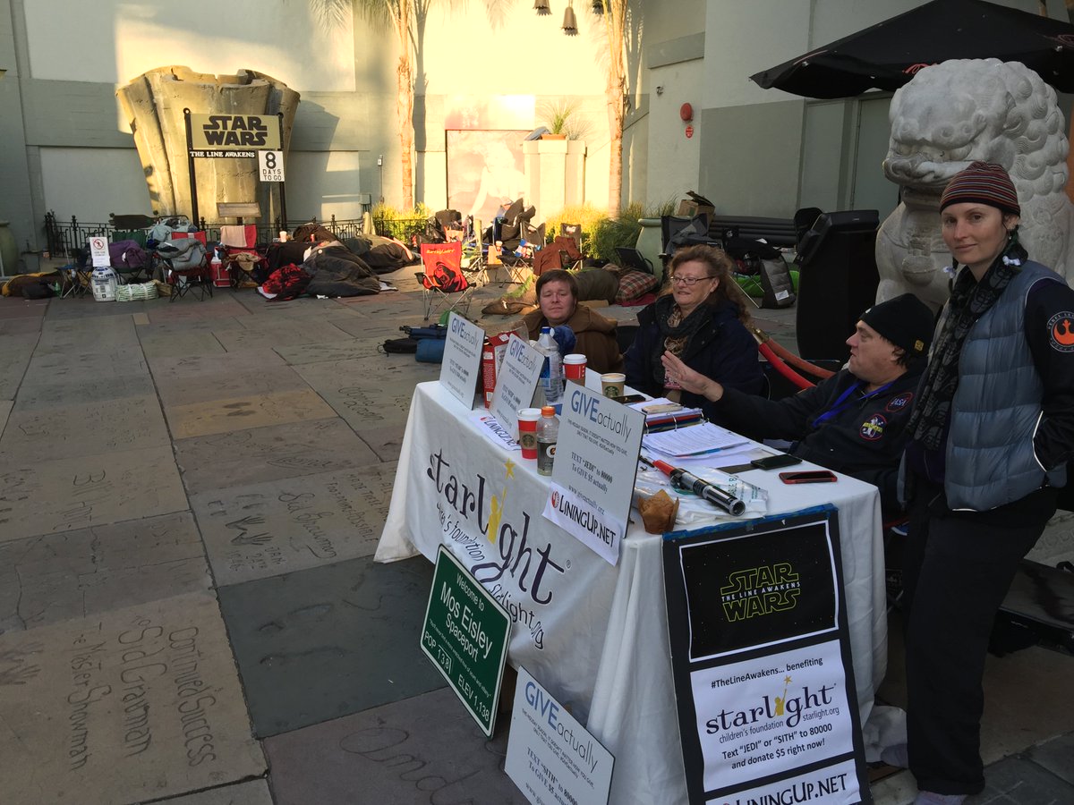 KABCRadio's tweet photo. Star Wars fans camp out FOR DAYS awaiting the Hollywood premiere (&amp; supporting a great cause!) @StarlightOnline https://t.co/zBwnJLVibE